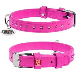 Нашийник для собак Waudog Glamour шкіряний з QR паспортом, з клейовими стразами, XS, Ш 12 мм, Дов 21-29 см (4820082499105)