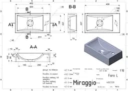 Умивальник Miraggio FARO L GRAY (0001315) Mirasoft, Матовий, Підвісний/Накладний, Сірий - мініатюра 2