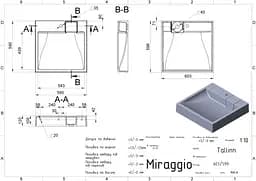 Умивальник Miraggio TALLINN (0000248) Miramarble, Глянцевий, Підвісний/Над пральною машиною, Білий - мініатюра 2