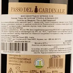 Вино Paololeo Passo del Cardinale Primitivo di Manduria DOC, червоне, сухе, 0,75 л - мініатюра 3