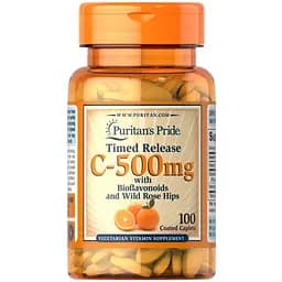 Вітаміни та мінерали Puritan's Pride Vitamin C 500 mg with Bioflavonoids and Rose Hips Time Release, 100 каплет