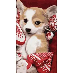 Набор для росписи по номерам Песик с мягкими сердечками, 50x25 см, WW234