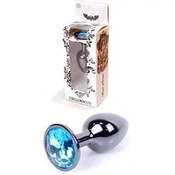 Анальная пробка Boss Of Toys Boss Series - Jewellery Dark Silver Plug Light Blue S, BS6400031, Серебряный / Голубой