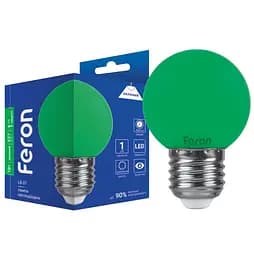 Лампа світлодіодна Feron LB-37 1Вт E27 зелена (25117)