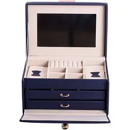 Кейс-скринька Yiwu для прикрас на кнопці 22.5x15.5x13 см синій HP-5-17BL