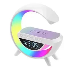 Портативна колонка + лампа + годинник BT-3401 з функцією бездротової зарядки (Білі)