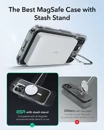 Прозорий чохол із підставкою ESR Classic Hybrid Case with Stash Stand (HaloLock) Clear для iPhone 16 Pro (1A7490102) - мініатюра 3