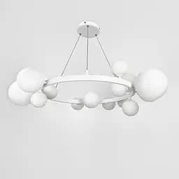 Кільцева люстра з 15 білими плафонами у білому корпусі | Арт. AT 32/15 WT | Line F