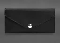 Кожаный клатч (портмоне) на кнопке 5.0 Черный краст