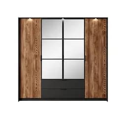 Шафа для одягу Perfect Home Мілтон / Milton 4-дверна з дзеркалом 4D2S/220 Каштан/антрацит (PFH-091085) - мініатюра 5