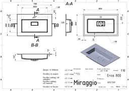 Умивальник Miraggio ERICA 800 (8813354) Miramarble, Глянцевий, Накладний/Врізний, Білий - мініатюра 2