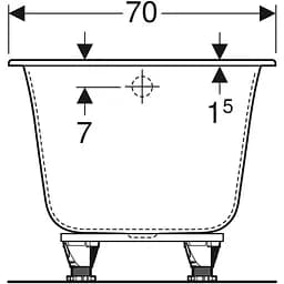 Ванна акрилова Gebert Soana 170x70 554.002.01.1 + ніжки Білий - мініатюра 2