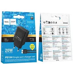 СЗУ Hoco CS93A Leader single port PD20W charger set(Cto C)(EU) Black - мініатюра 2