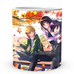 Кухоль GeekLand Noragami Бездомний Бог Юкіне, Хійорі, Ято з пляшкою восени сидять на лавці NRG 02.003 330 мл білий - мініатюра 2