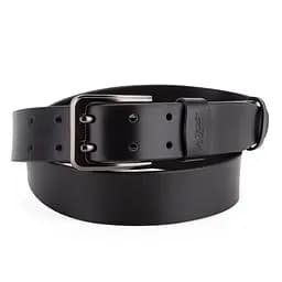 Ремень мужской кожаный черный НС-4067 (145 см) с двумя язычками