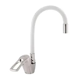 Змішувач для кухні Zerix YUB 181 з білим гнучким виливом ZX1580 Хром