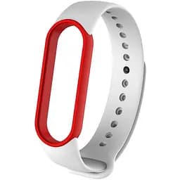 Ремінець Uwatch Replacement Silicone Band For Xiaomi Mi Band 5/6/7 White/Red Frame