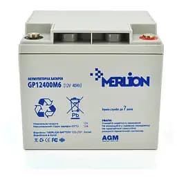 Аккумуляторная батарея MERLION AGM GP12400M6 12 V 40 Ah (196 x 165 x 175), 11.9 kg, Grey, Q1/96