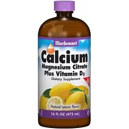 Кальций + Цитрат Магния + Витамин D3 Bluebonnet Nutrition со вкусом лимона 472 мл