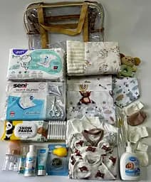 Набор в роддом для новорожденного 33 предмета + прозрачная сумка в подарок ЕкоМама нейтральные цвета
