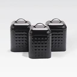 Набор металлических емкостей Maestro MR-1676-3S-BLACK для чая кофе и сахара Комплект из трех баночек 900мл