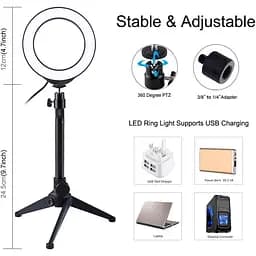 Кільцева USB LED лампа Puluz PKT3031 4.7 "+ настільний штатив - мініатюра 2
