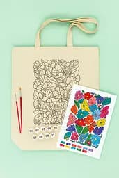 Набір екосумка-розмальовка „Funny Flowers“ бавовна 220 г/м2 38х42см ROSA Talent [CD] - мініатюра 2