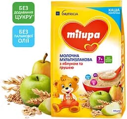Молочна каша Milupa швидкорозчинна Мультизлакова з яблуком і грушею, 630 г (3 шт. по 210 г) - мініатюра 2