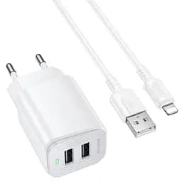 СЗУ Borofone BAS81A Star 10.5W (2USB-A) + кабель USB to Lightning White
