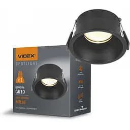 Світильник Videx під лампу GU10 врізний Круглий Чорний VL-SPF09R-B