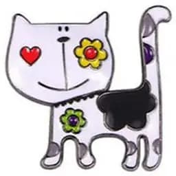 Брошь Котик брошь-булавка белая