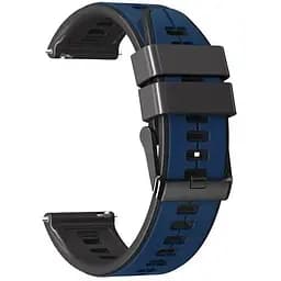 Ремешок силиконовый Tamister для часов 22 мм темно-синий с черным Xiaomi Watch S1/S2/S3