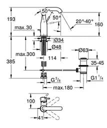 Змішувач для умивальника M-Size Grohe Essence 24173001 Хром - мініатюра 3