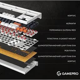 Клавіатура GamePro MK180 Hot-Swap Red Swich RGB USB White (MK180W) [121470] - мініатюра 16