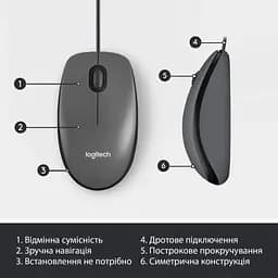 Комп'ютерна мишка Logitech M100 USB Black (910-006652) - мініатюра 6