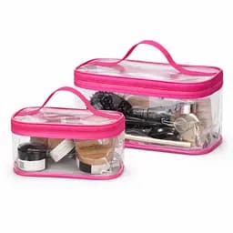 Комплект прозрачных косметичек 2шт (розовый)