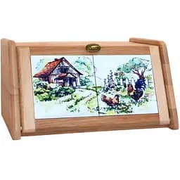 Хлібниця дерев'яна Mazhura Будинок у селі 40.5x30.5x20.5 см бежева (mz575636)