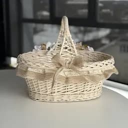 Великодній кошик 38х28см hand-made MIS LT бежевий з бежевим декором великий - мініатюра 4
