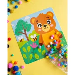 Набір для творчості Ведмідь Pompon Art 10100692, 100 помпонів та розмальовка - мініатюра 3