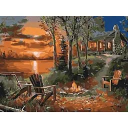 Картина по номерам на підрамнику Brushme Будинок біля озера