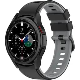 Ремінець для Samsung Galaxy Watch 4 Classic 46mm - чорно-сірий ширина кріплення 20мм силікон Watchbands Ricco (W19-5WB87751991)