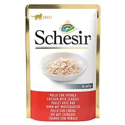 Консерви для котів Schesir Chicken Seabass 85 г філе курки з морським окунем у желе натуральні