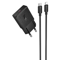 СЗУ Hoco N72 Speed ​​ultra-thin PD20W (1USB-C) + кабель Type-C to Lightning Black