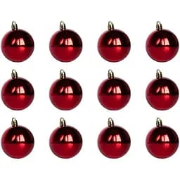 Набір ялинкових іграшок Devilon кулі 6 см червоний глянець 12 шт. (890759)