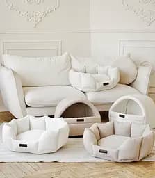 Лежак ортопедичний для собак "Shell Teddy" молочний М (60*80см) - мініатюра 2