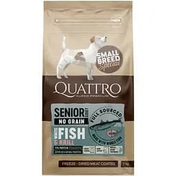 Сухой корм Quattro Senior & Diet Fish Small Breed для собак мелких пород от 10 лет и собак с избыточным весом с белой рыбой и крилем 7 кг