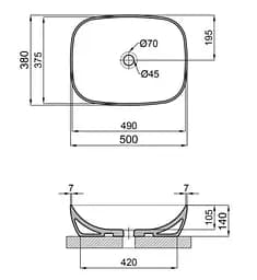 Раковина Qtap Cardinal 500х380х140 мм, White, овальна, без донного клапана QT04116302W - мініатюра 2