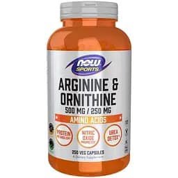 Аминокислота Now Sports Arginine and Ornithine 250 капсул