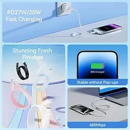 Кабель Vention USB 2.0Type-C M-LightningM,1.0 м,PD 27W,PVC, голубий (LAKSF) - мініатюра 3
