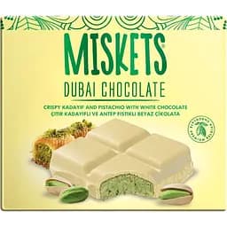 Білий шоколад Miskets з хрустким кадаїфом та фісташковою начинкою 100 г